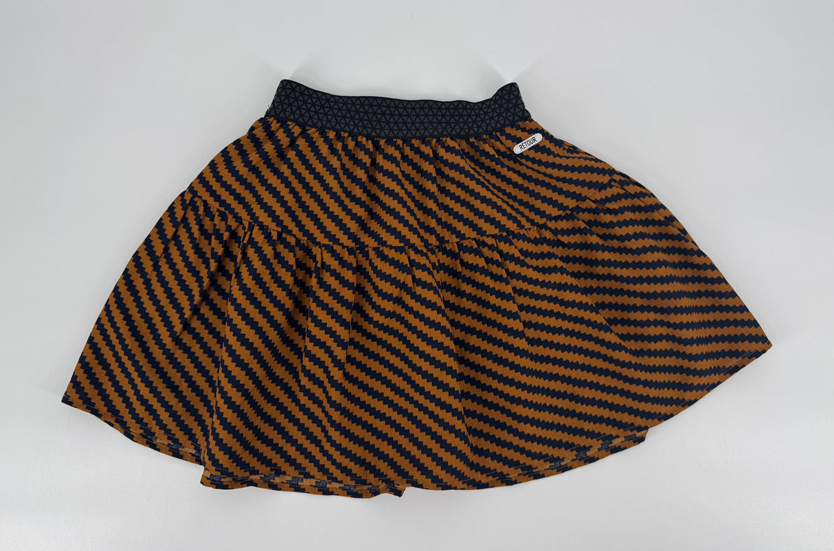 Rokje Bruin Donkerblauw Gestreept Maat 122 / 128