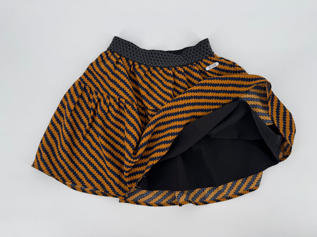 Rokje Bruin Donkerblauw Gestreept Maat 122 / 128