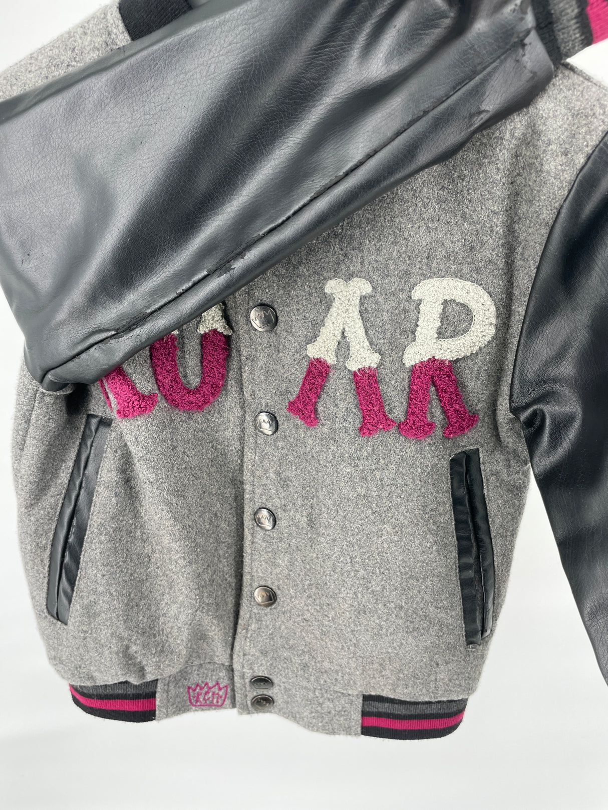 Baseball Jas Grijs Zwart Leeuw Maat 98 - 104