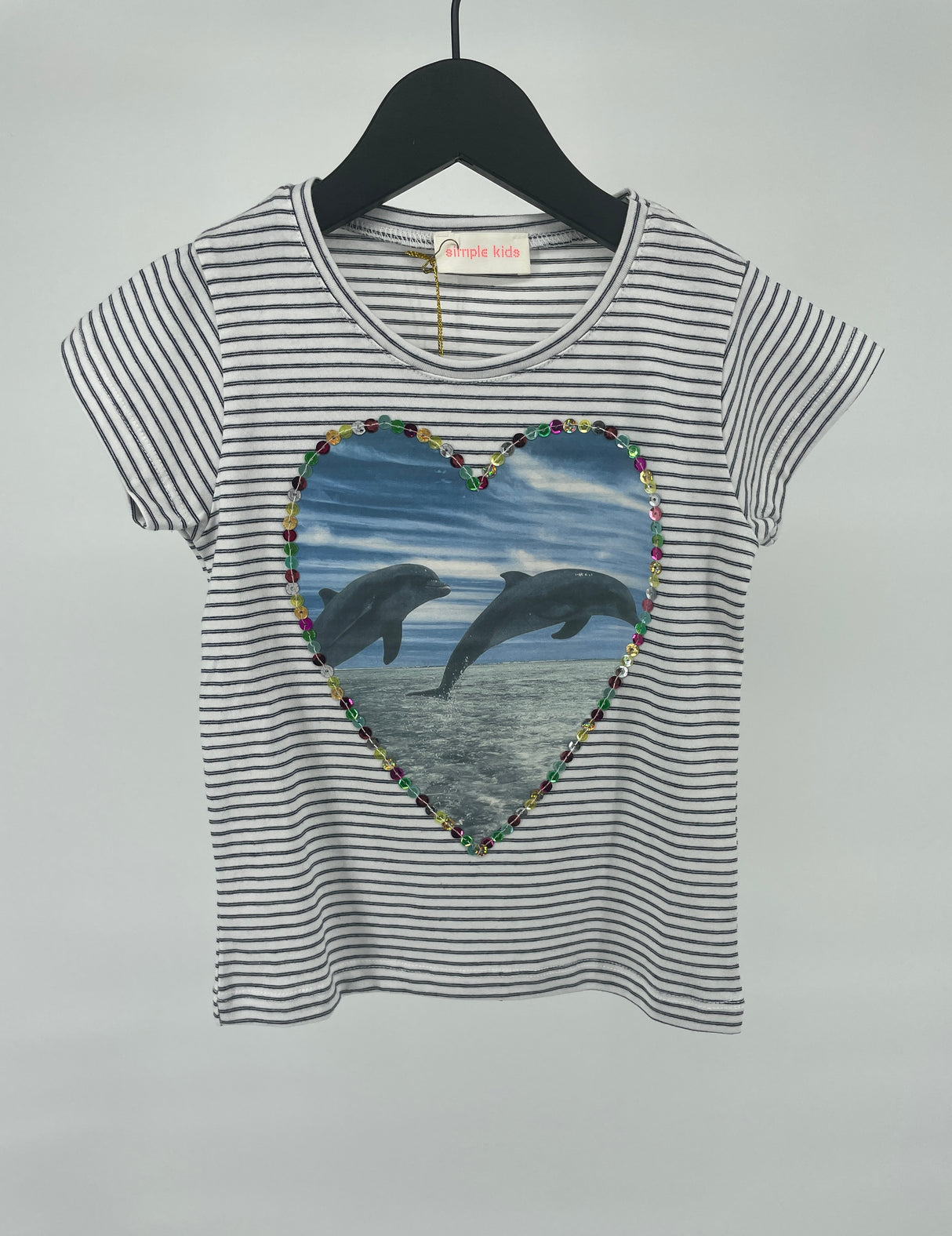 T-shirt Wit Gestreept Dolfijnen Maat 98 / 104