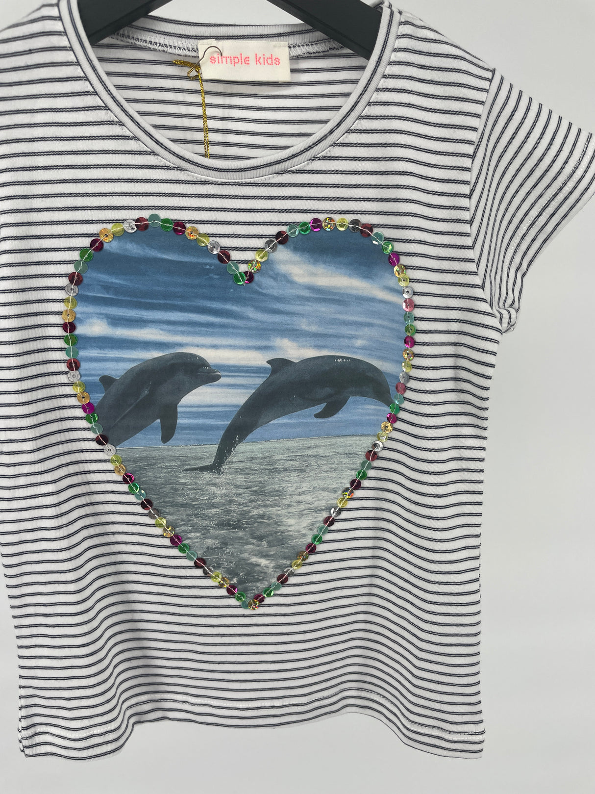 T-shirt Wit Gestreept Dolfijnen Maat 98 / 104