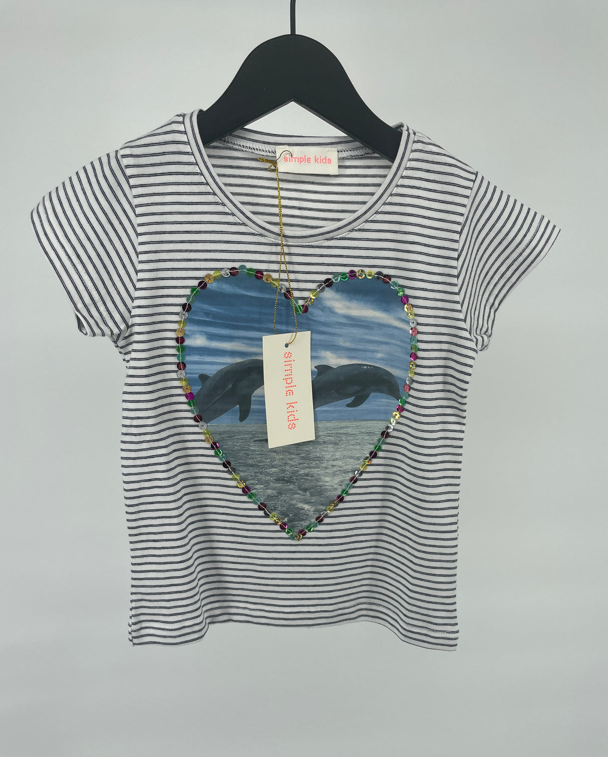 T-shirt Wit Gestreept Dolfijnen Maat 98 / 104