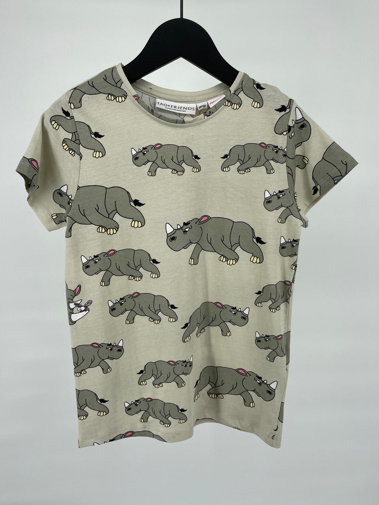 T-shirt Beige Neushoorn Print