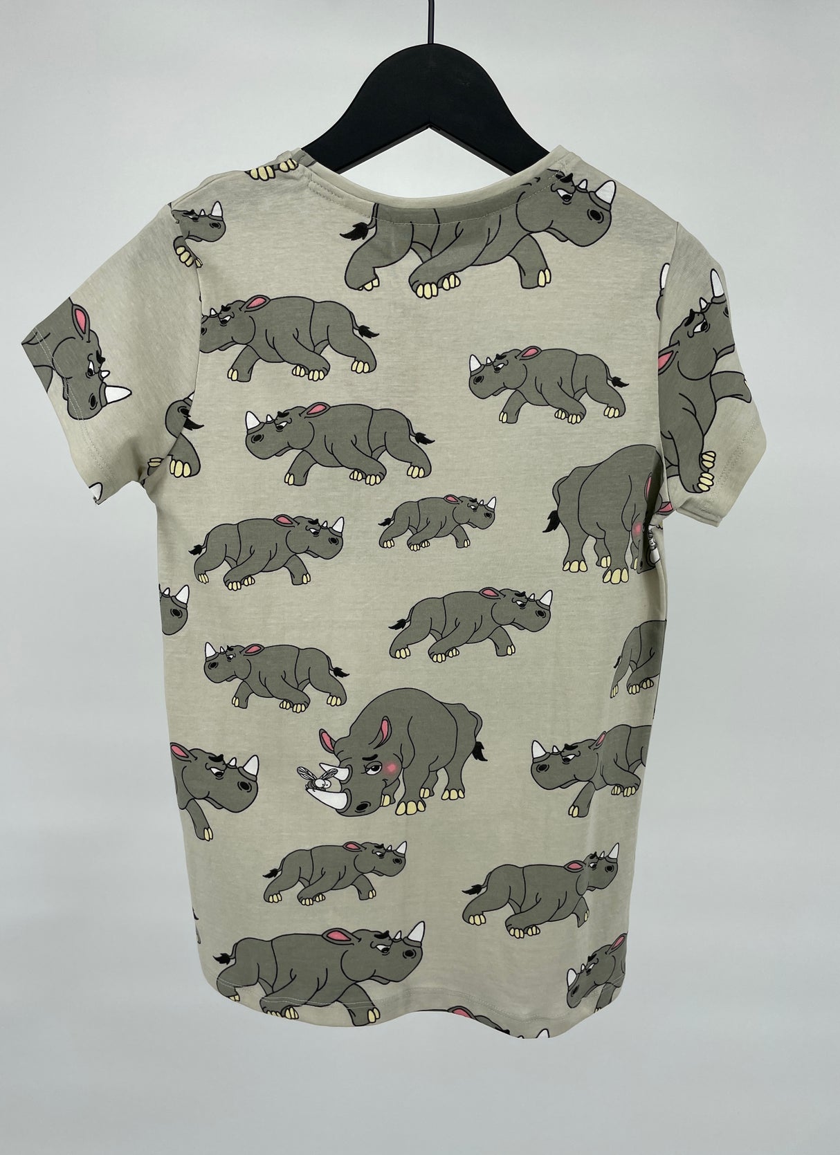 T-shirt Beige Neushoorn Print