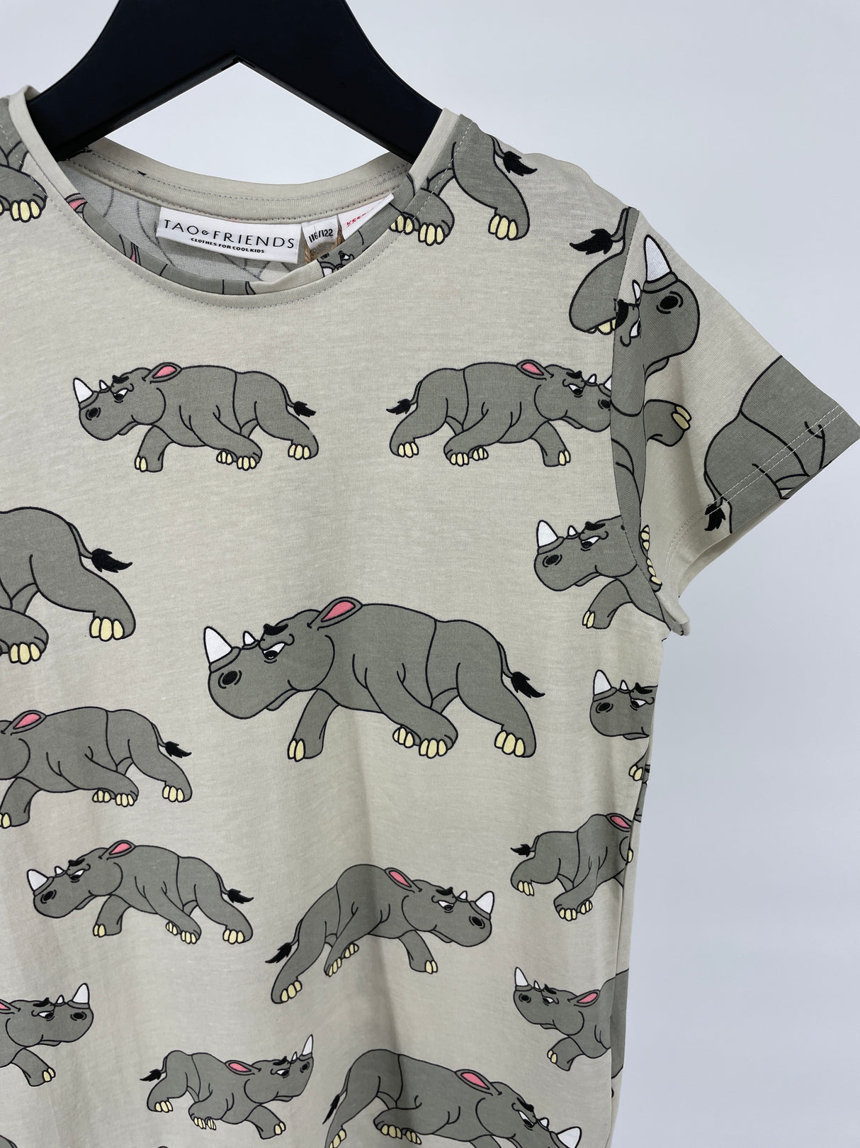 T-shirt Beige Neushoorn Print