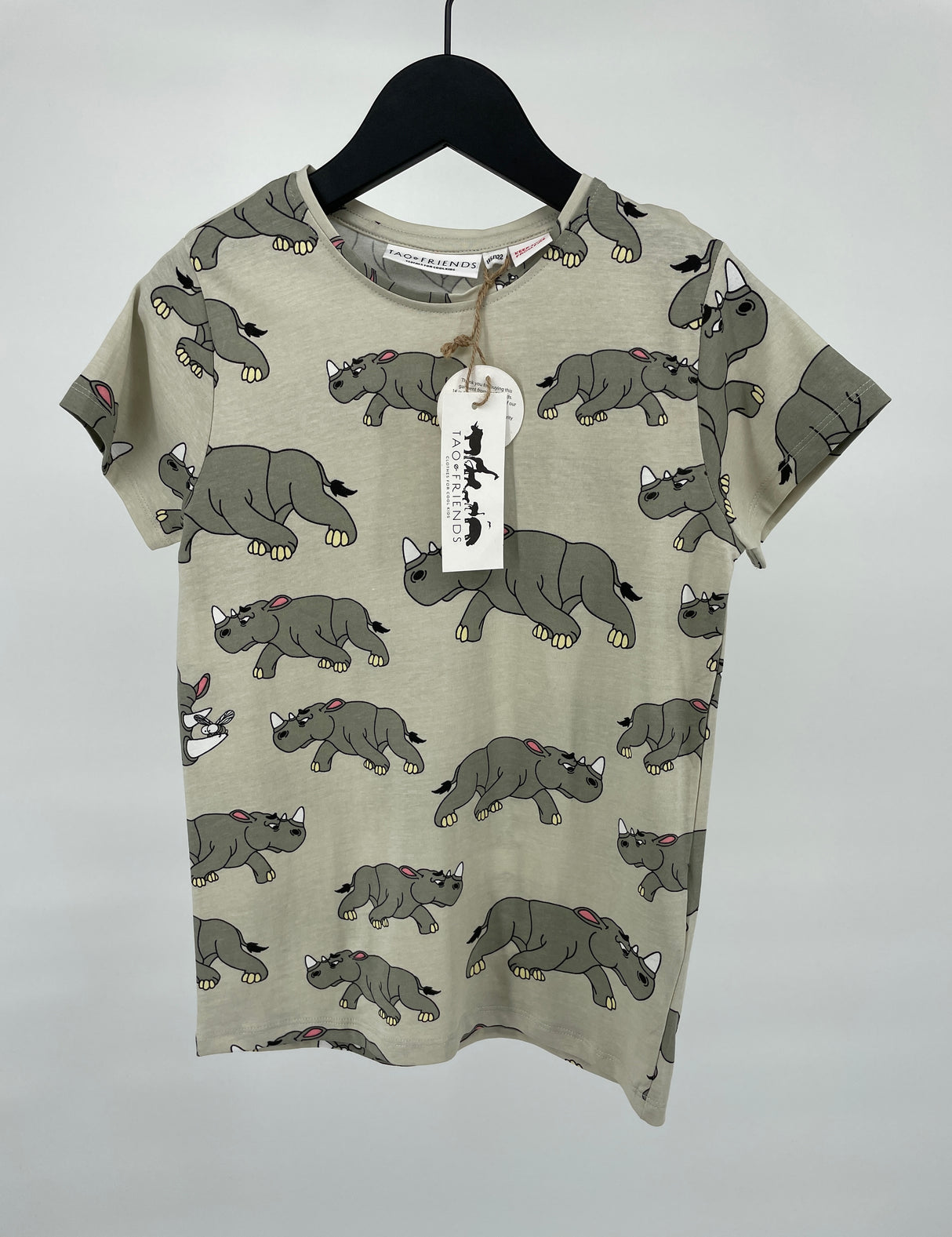 T-shirt Beige Neushoorn Print