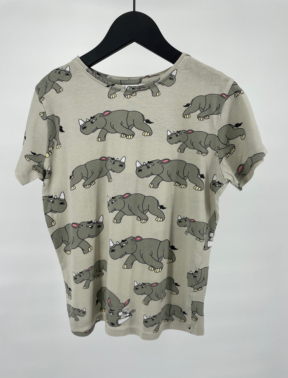 T-shirt Beige Neushoorn Print