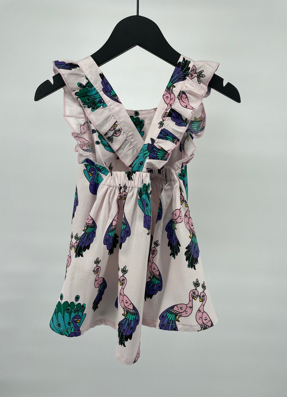 Jurk Roze Pauwen Maat 92 / 98