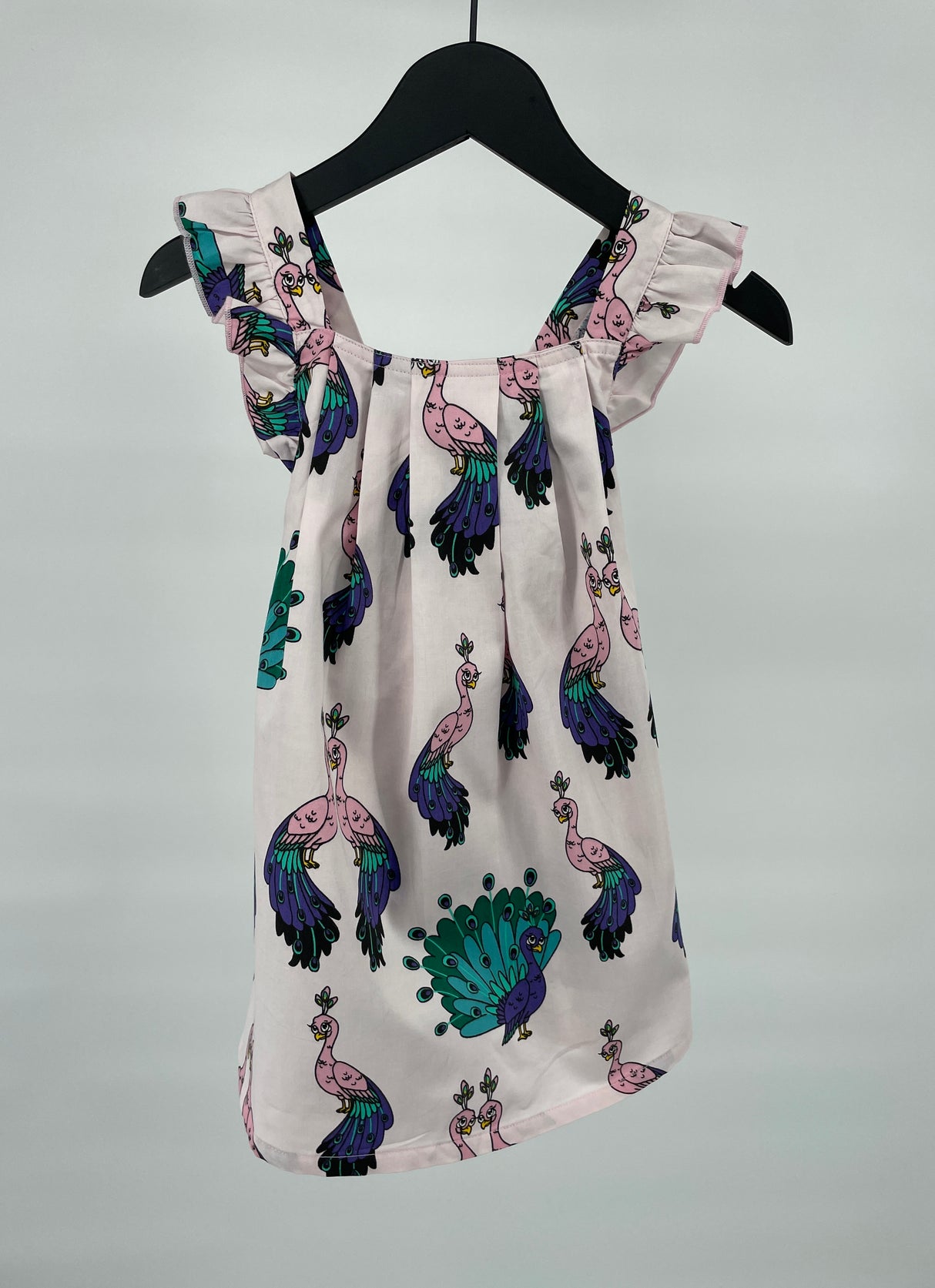 Jurk Roze Pauwen Maat 92 / 98