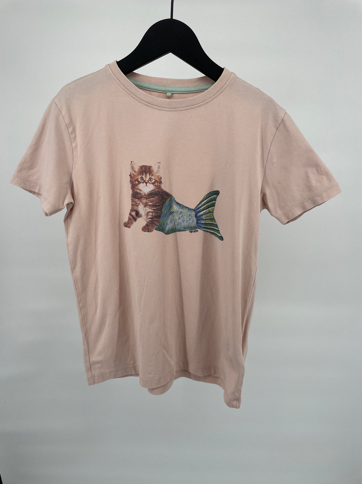 T-shirt Roze Poes met Zeemeermin Staart Maat 146 / 152