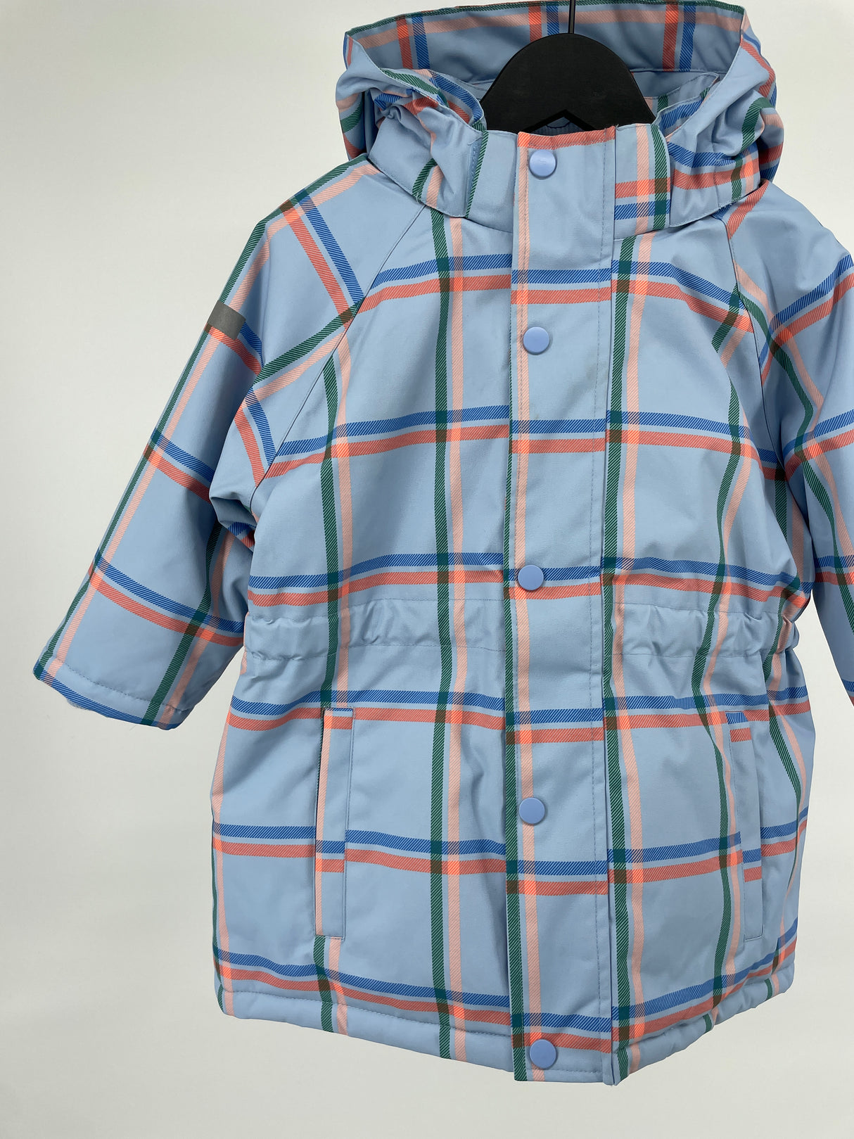 Winterjas Lichtblauw Geruit Maat 104