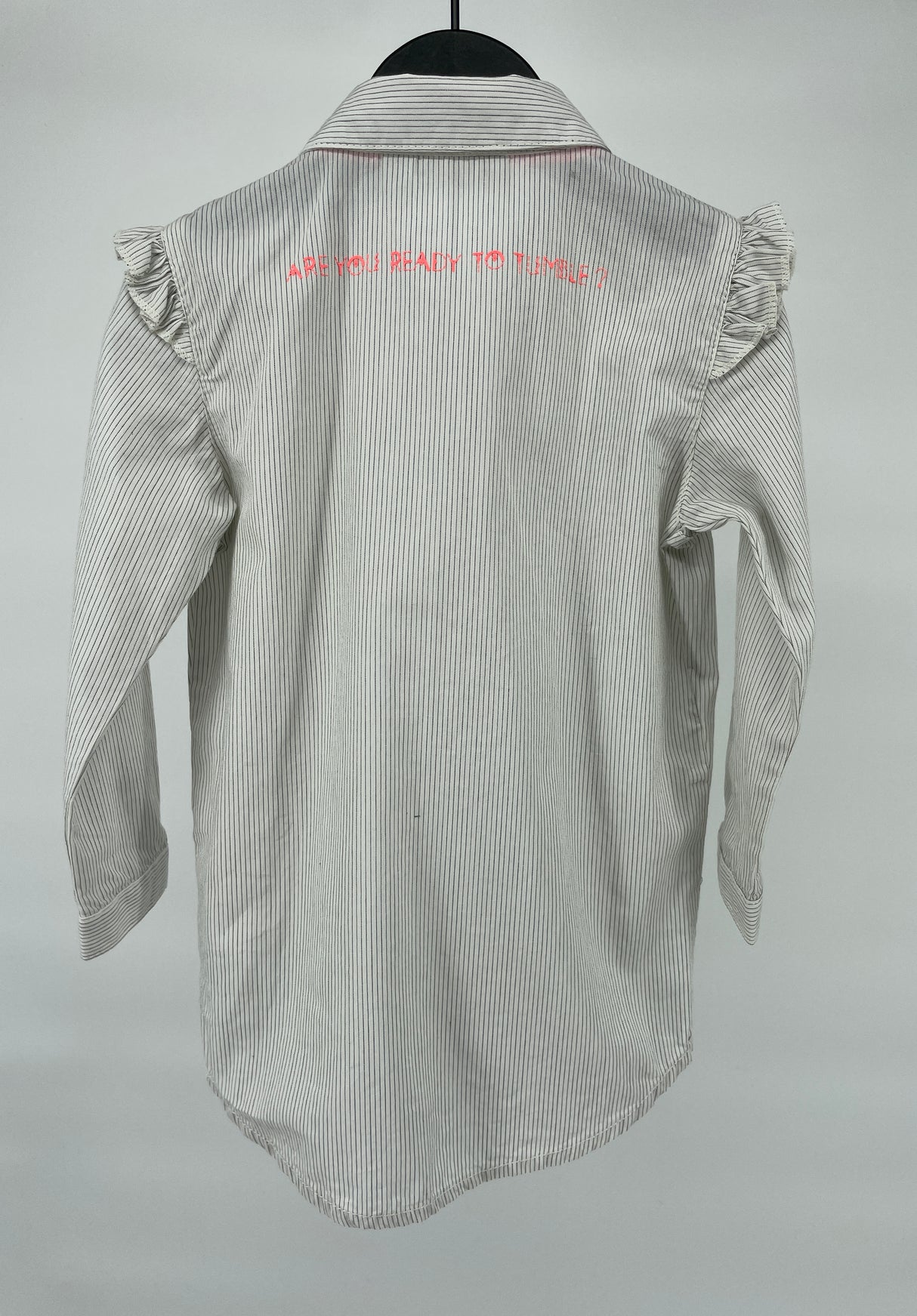 Blouse Jurk Beige met Streepjes Roesjes Maat 86