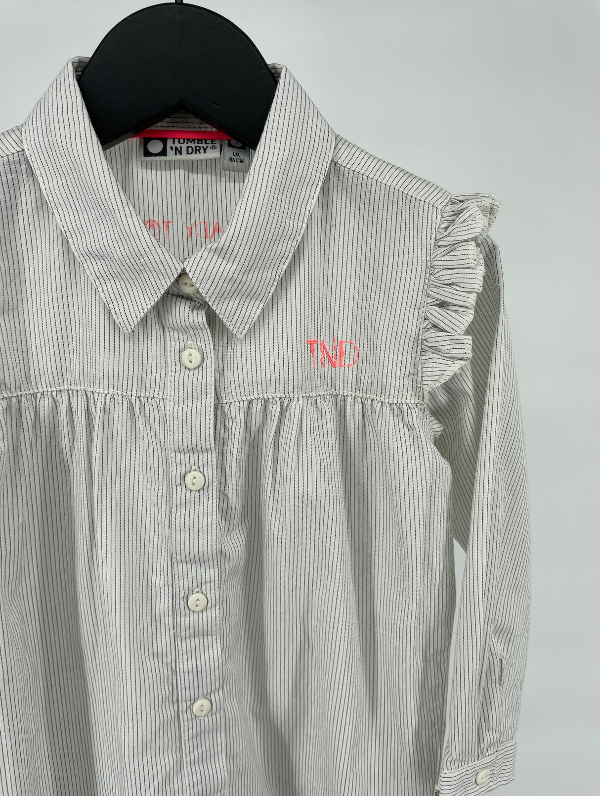 Blouse Jurk Beige met Streepjes Roesjes Maat 86