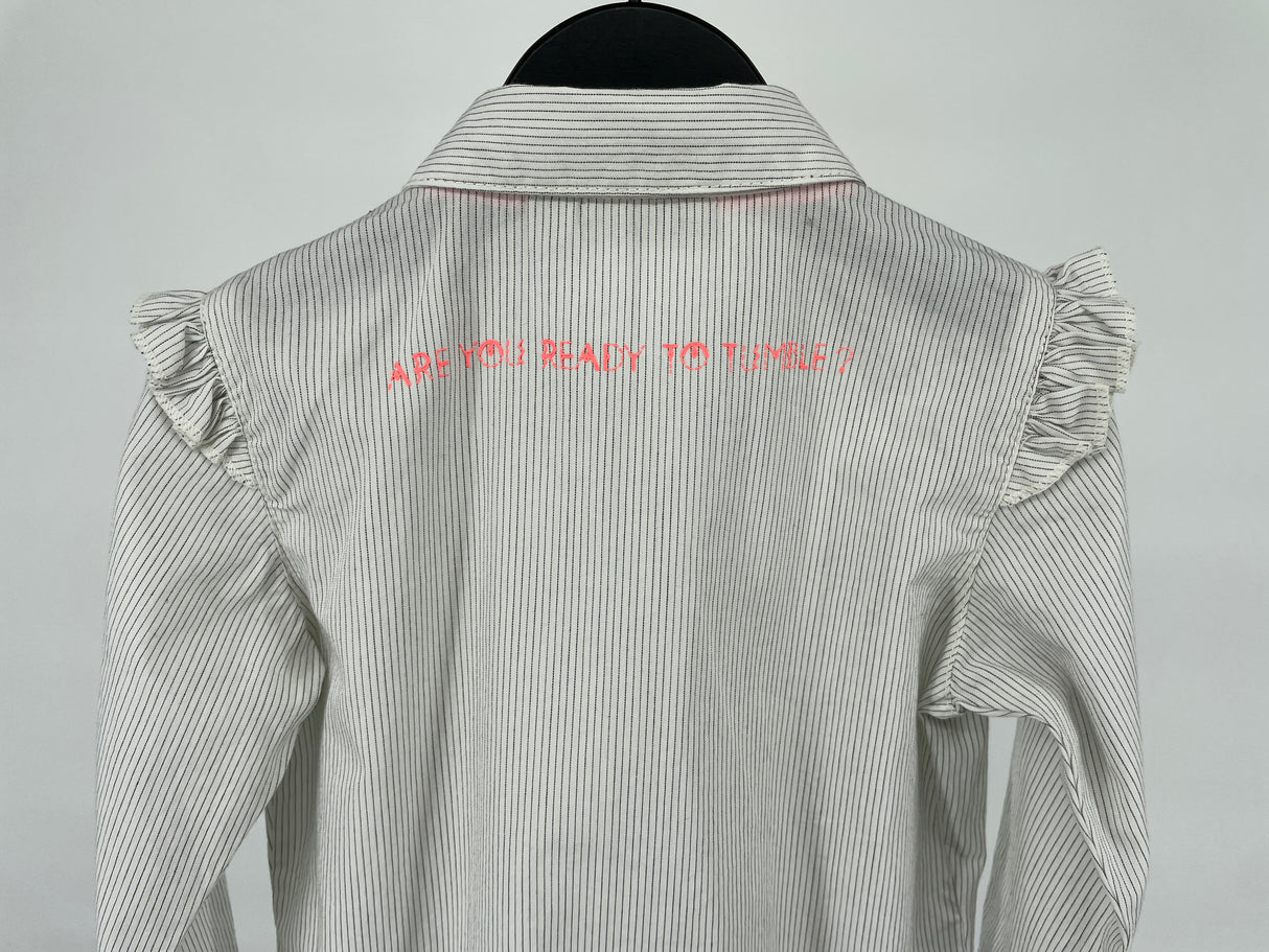 Blouse Jurk Beige met Streepjes Roesjes Maat 86