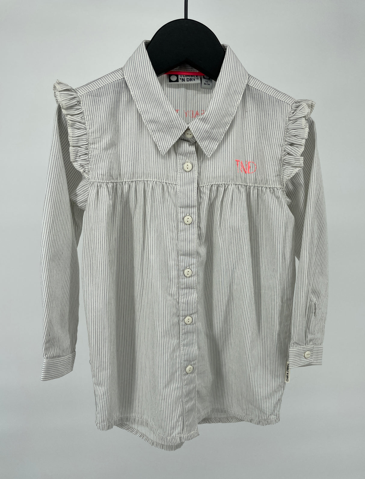 Blouse Jurk Beige met Streepjes Roesjes Maat 86