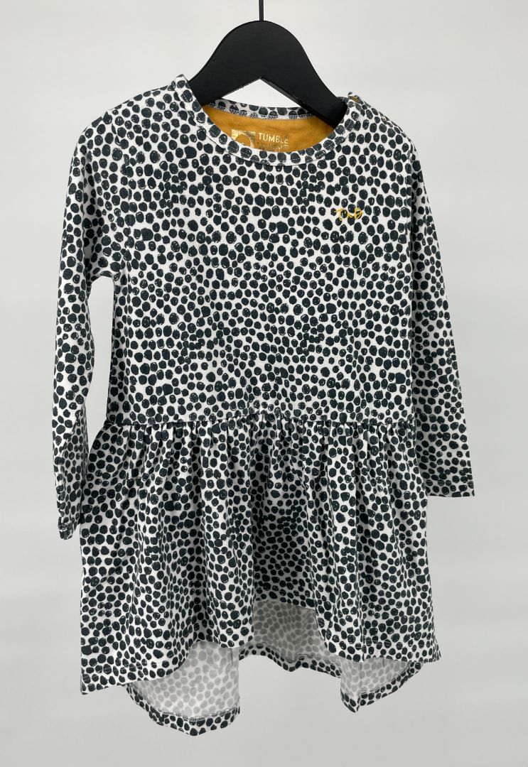 Jurk Wit Zwarte Stippen Lange Mouwen Maat 92