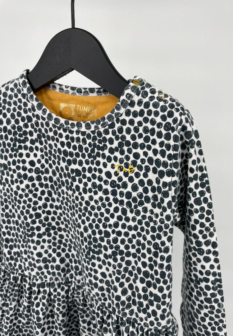 Jurk Wit Zwarte Stippen Lange Mouwen Maat 92