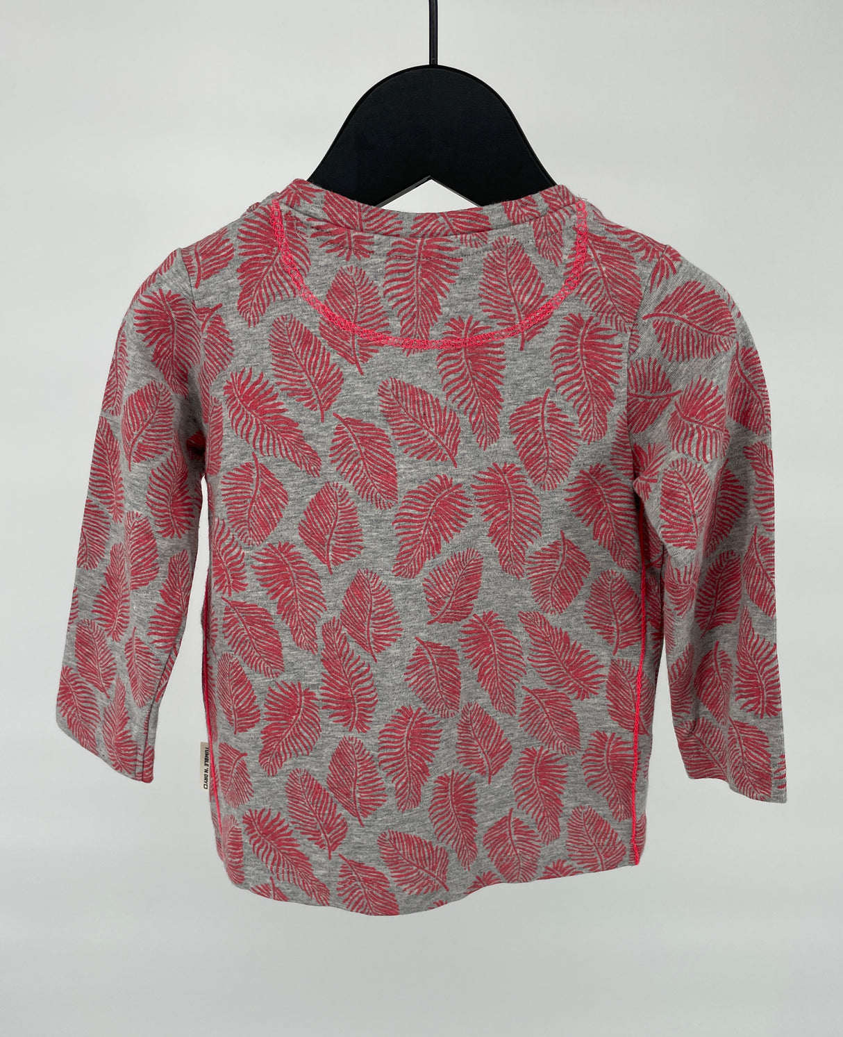Longsleeve Grijs Roze Blaadjes Print Maat 68
