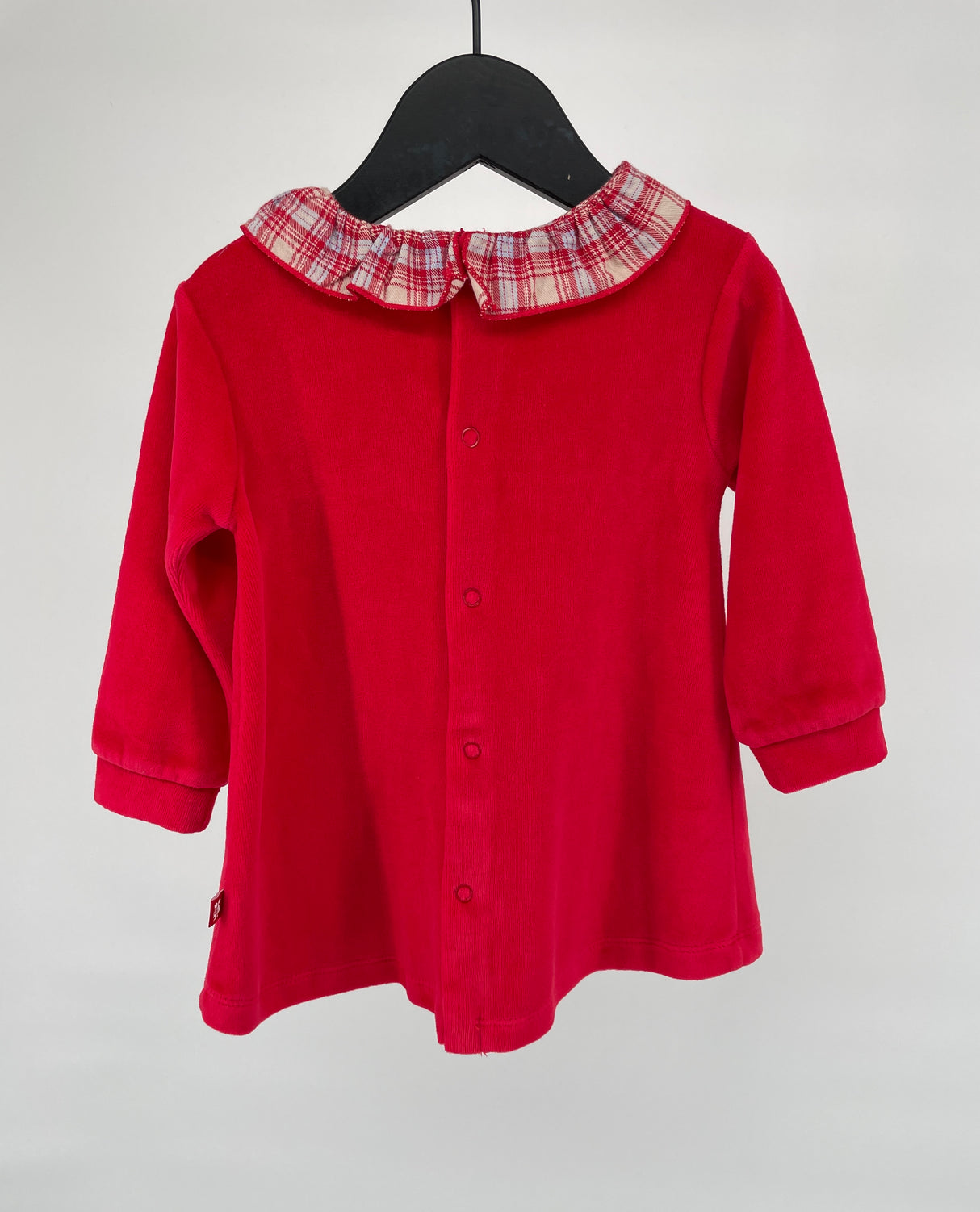 Jurkje Rood Velours Ruit Roesjes Maat 68