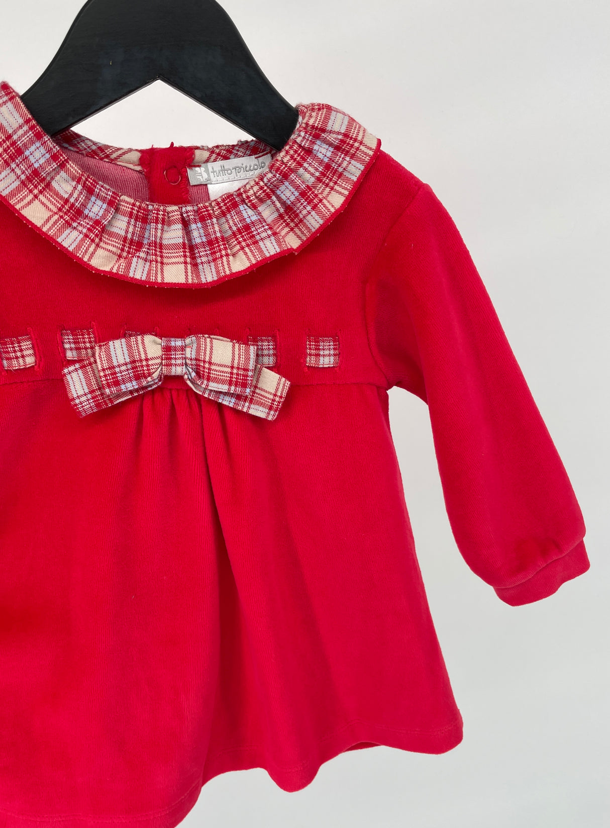 Jurkje Rood Velours Ruit Roesjes Maat 68