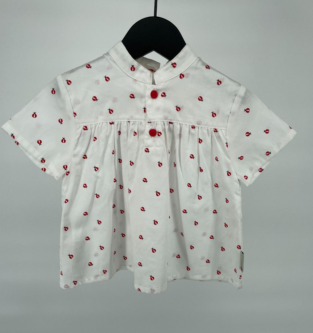 Top Korte Mouw Wit Lieveheersbeestjes Maat 80