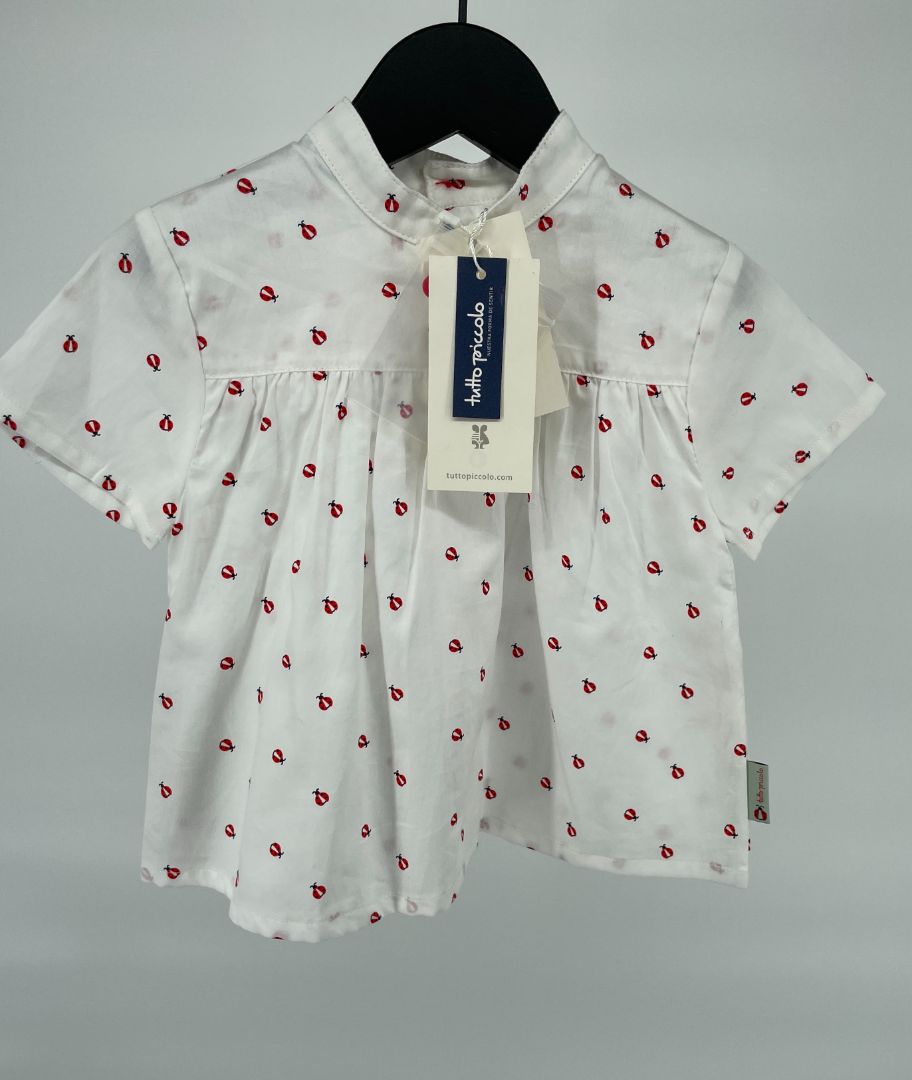 Top Korte Mouw Wit Lieveheersbeestjes Maat 80