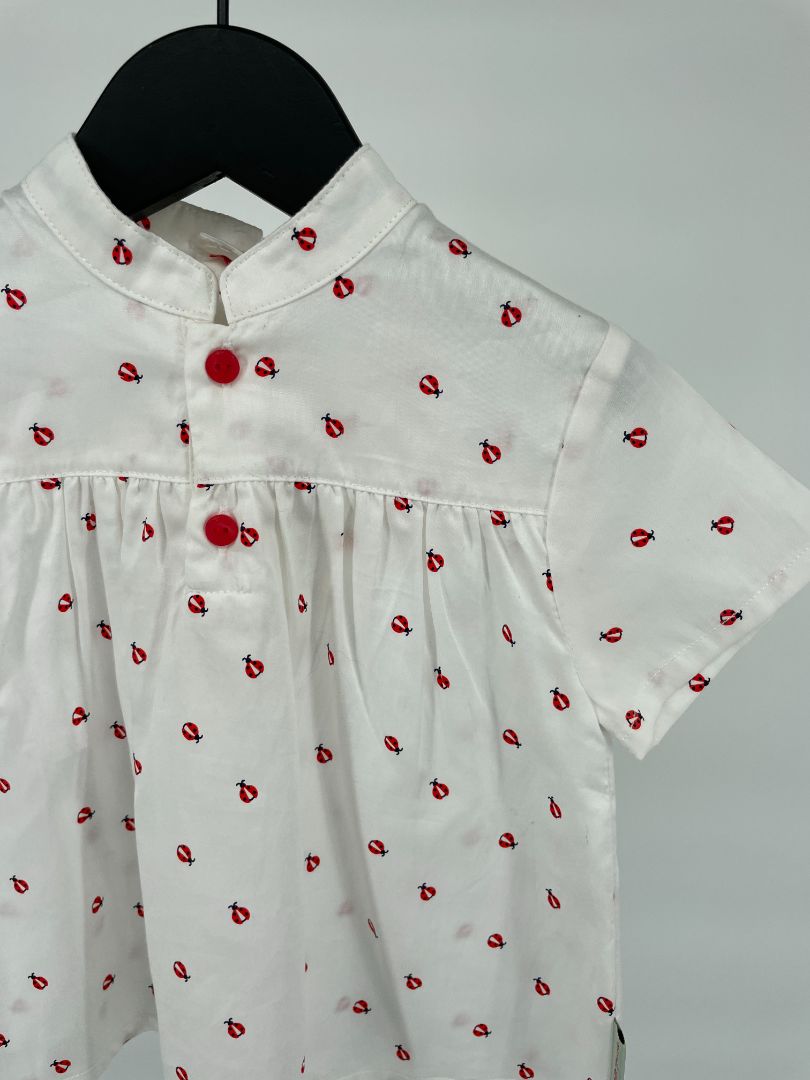 Top Korte Mouw Wit Lieveheersbeestjes Maat 80