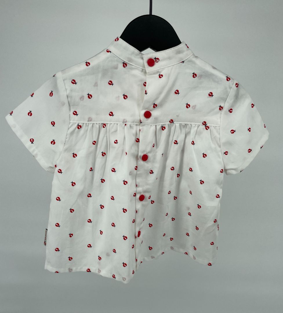 Top Korte Mouw Wit Lieveheersbeestjes Maat 80