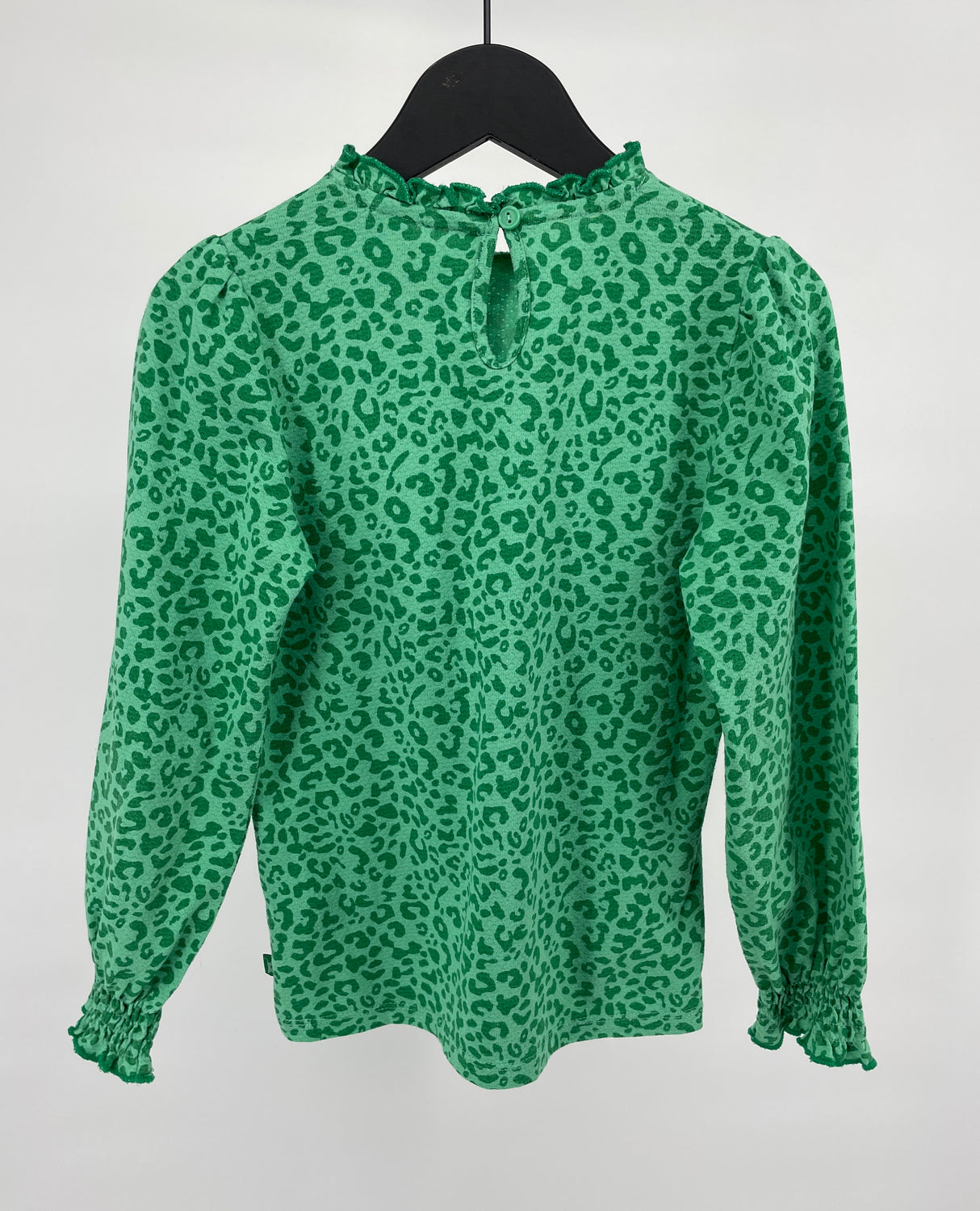 Top Lange Mouw Groen Luipaard Print Roesjes Maat 122 / 128