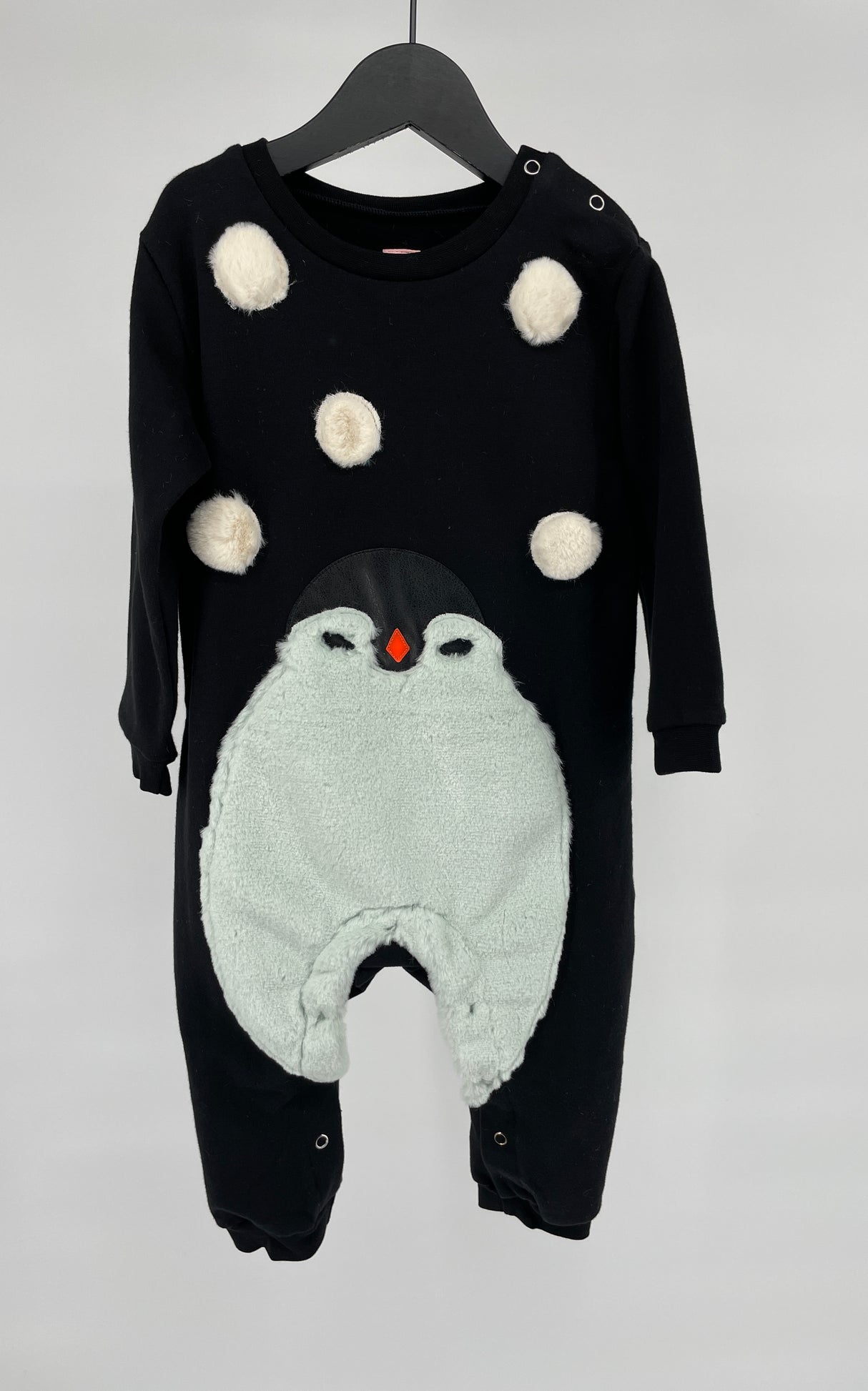 Jumpsuit Zwart met Pinguin Sneeuw Maat 92