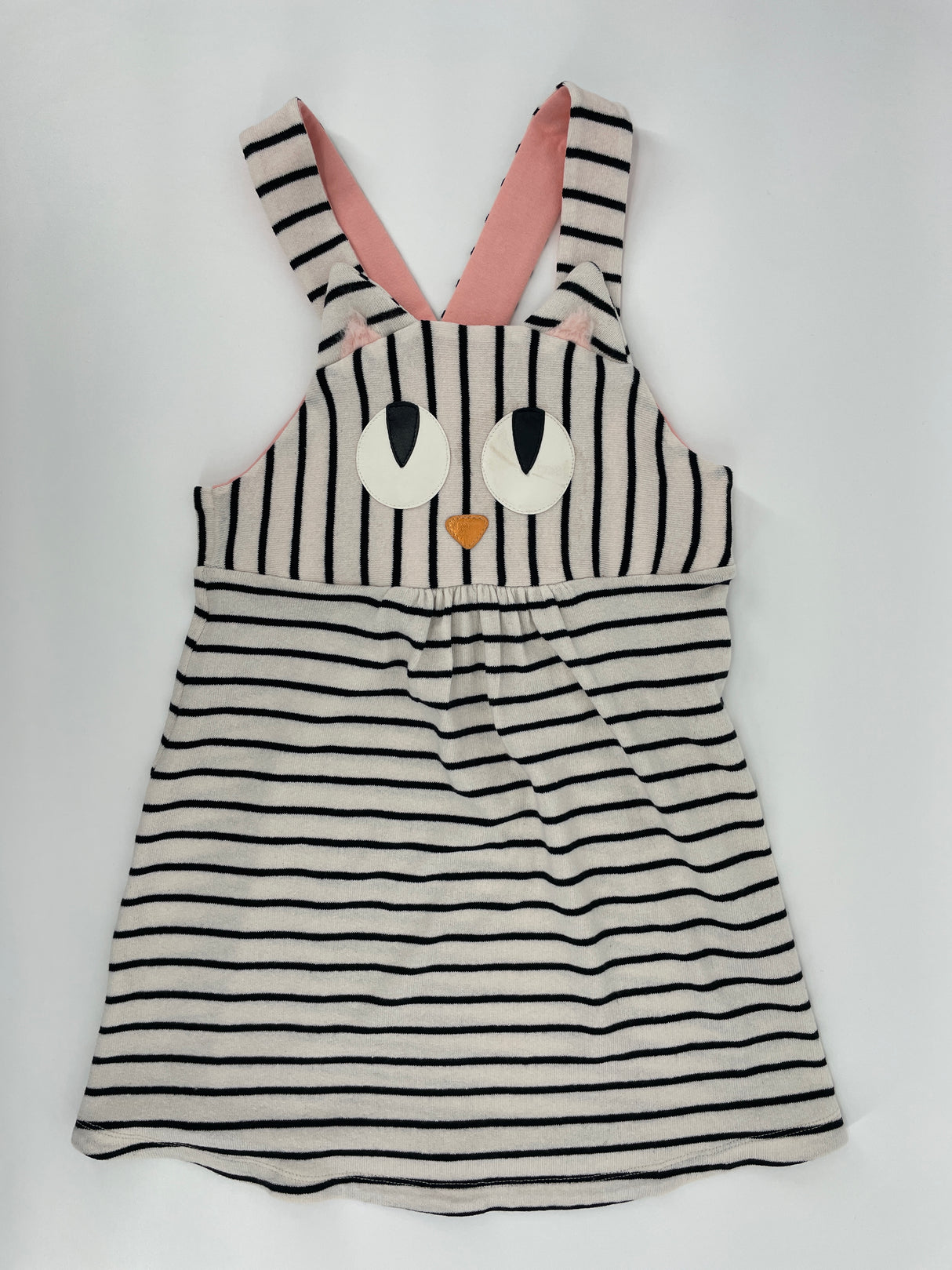 Jurk Beige Zwart Gestreept Kat Maat 116