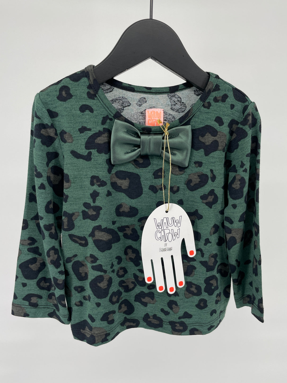 Longsleeve Groen Luipaard Print Strikje