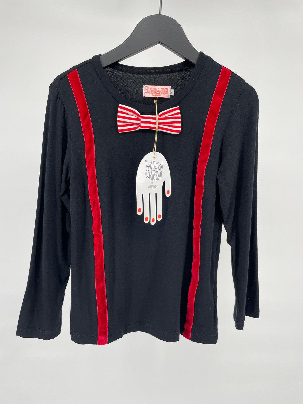 Longsleeve Zwart Rood Strikje Bretels Maat 128