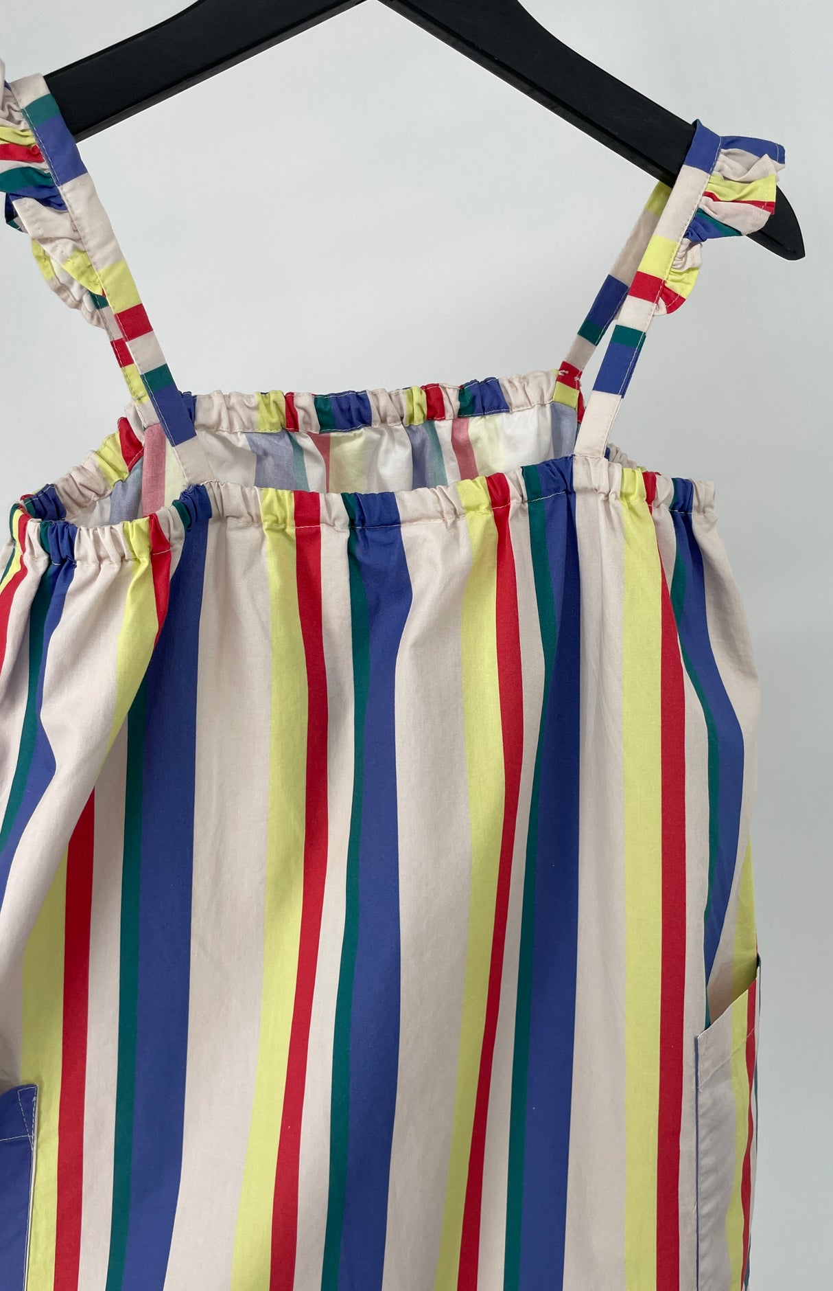 Jurk Mouwloos Beige Multi Color Strepen