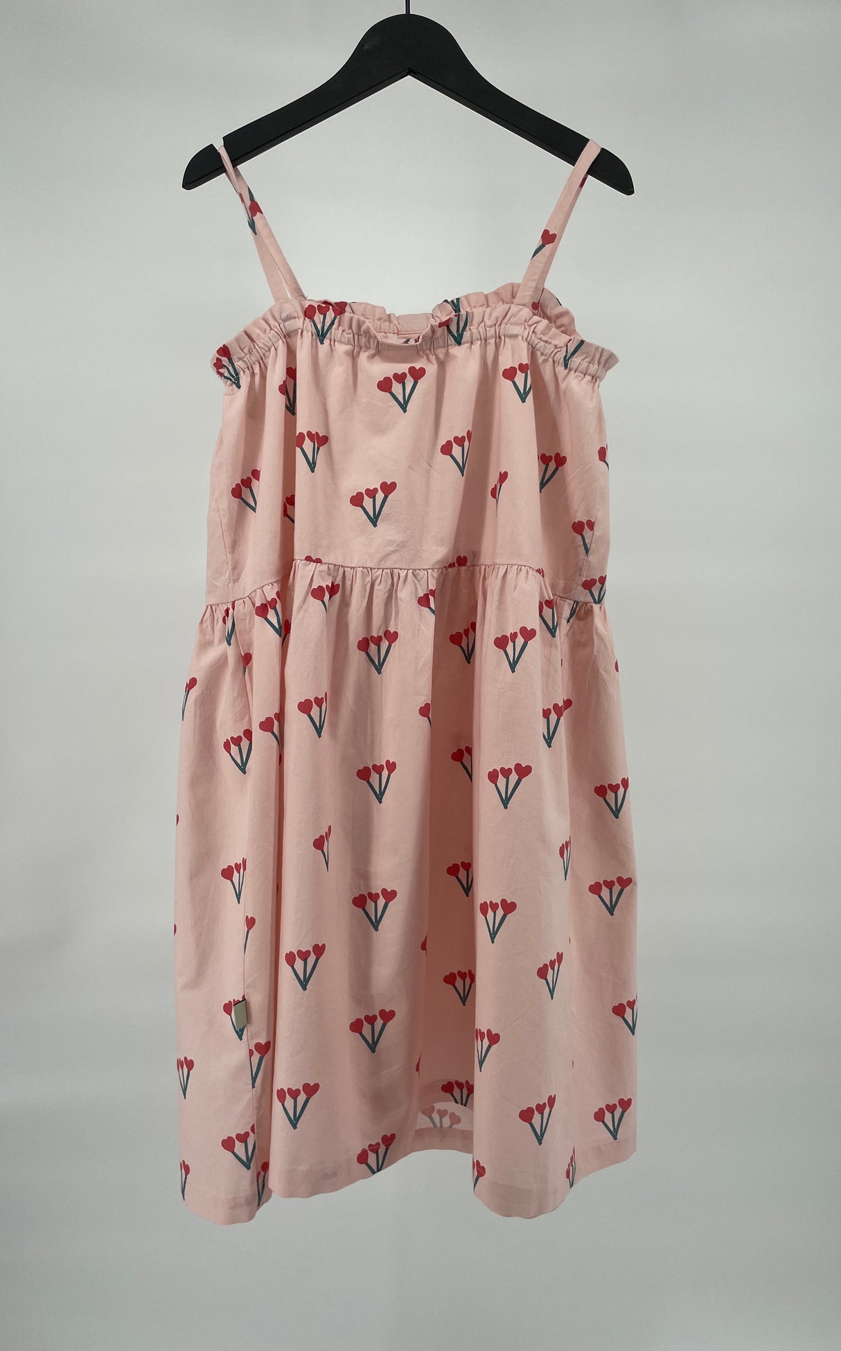 Jurk Mouwloos Roze Hartjes Bloemen Maat 140