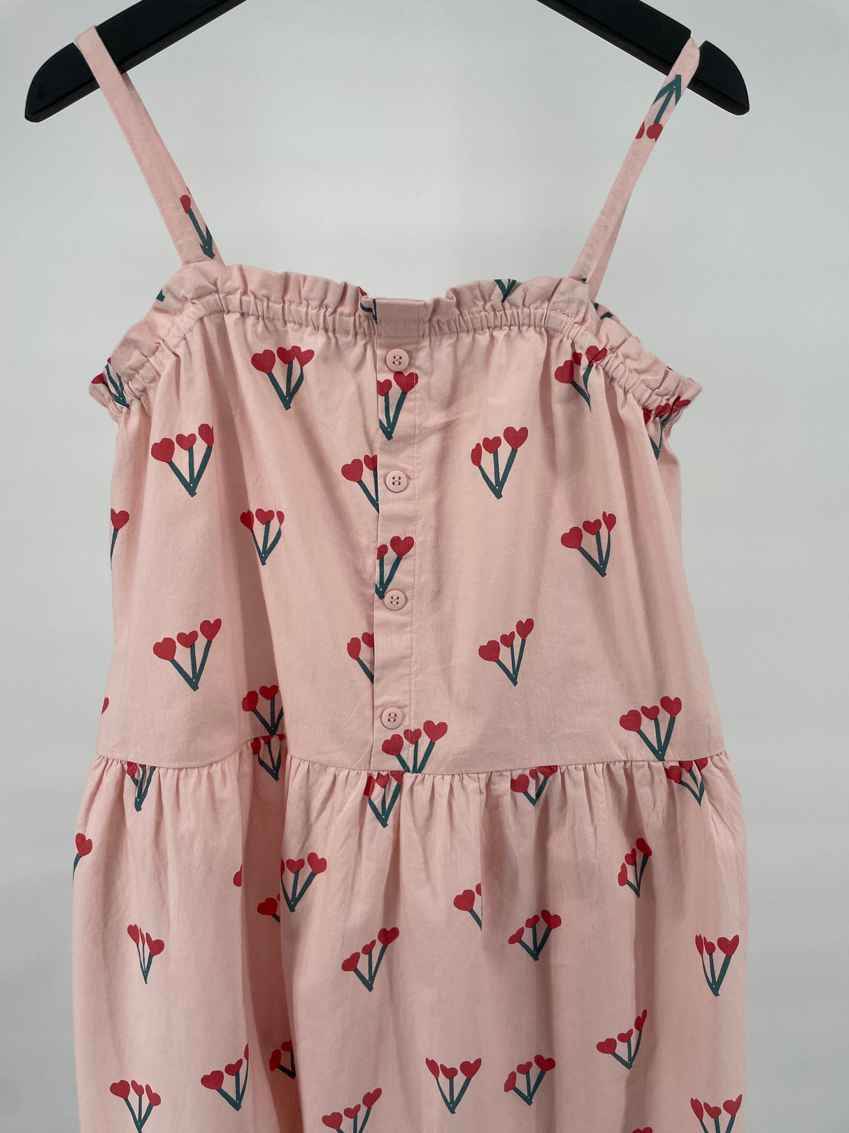 Jurk Mouwloos Roze Hartjes Bloemen Maat 140