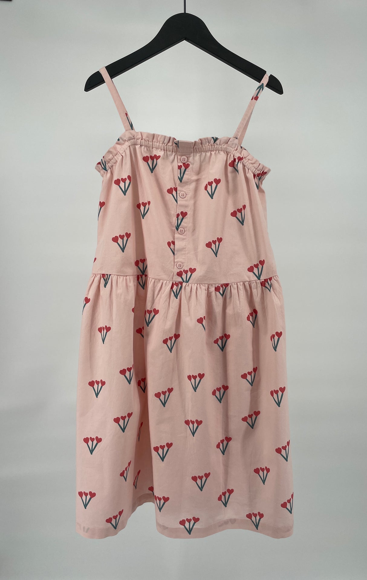 Jurk Mouwloos Roze Hartjes Bloemen Maat 140