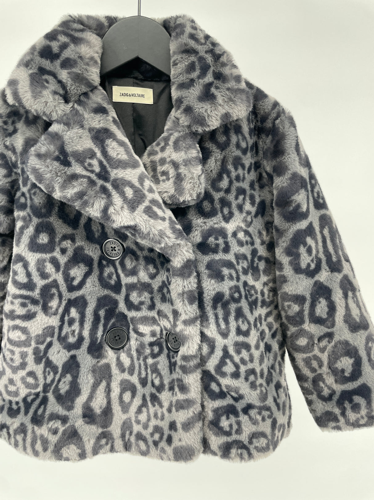 Jas Grijs Luipaard Faux Fur Maat 110