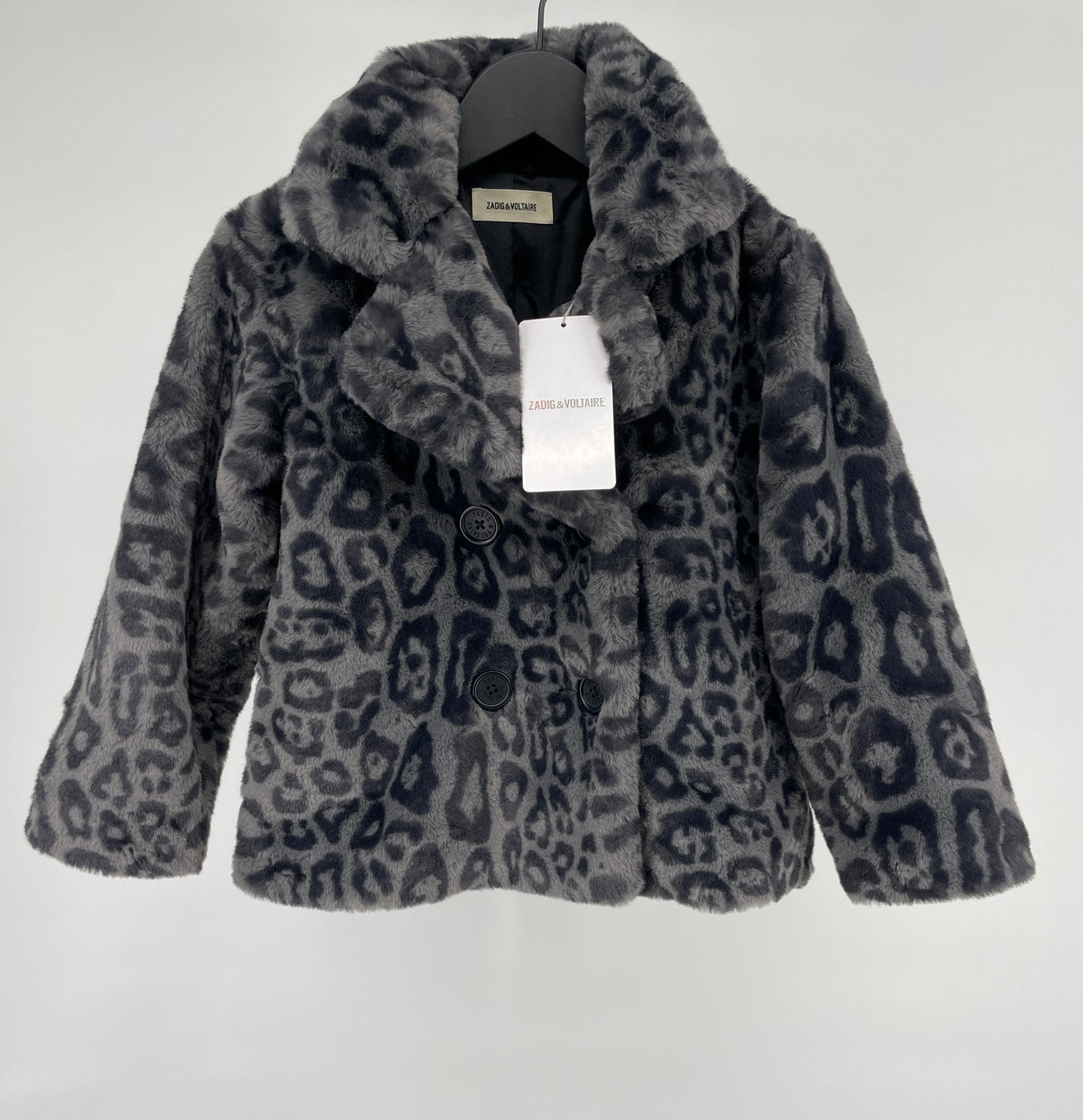 Jas Grijs Luipaard Faux Fur Maat 110