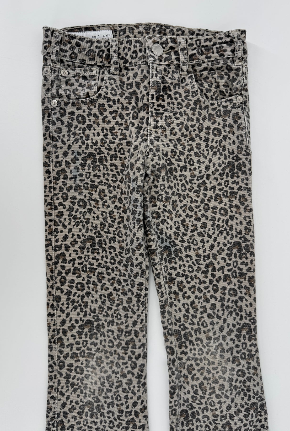 Jeans Beige Bruin Luipaard Flared Maat 122