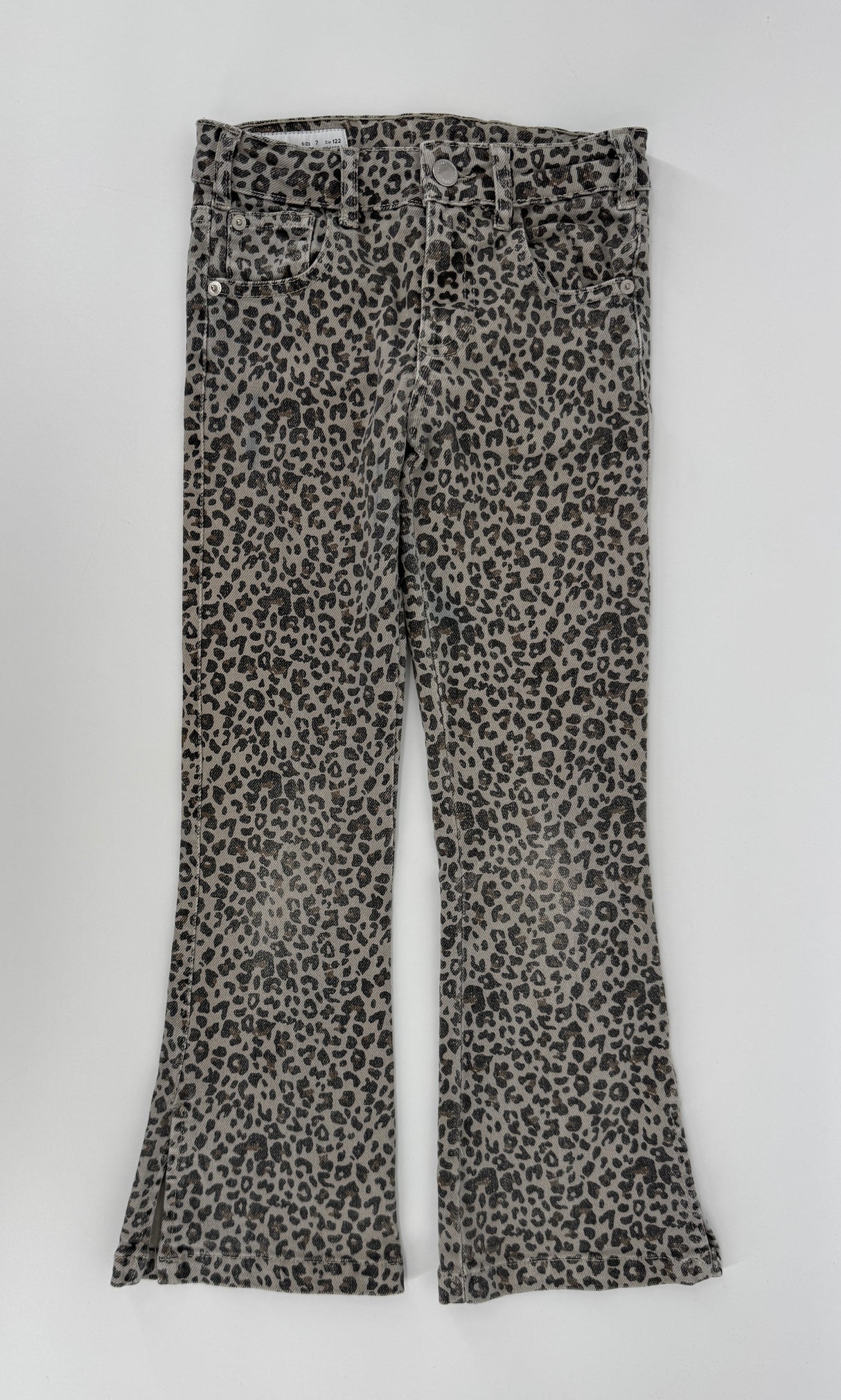 Jeans Beige Bruin Luipaard Flared Maat 122