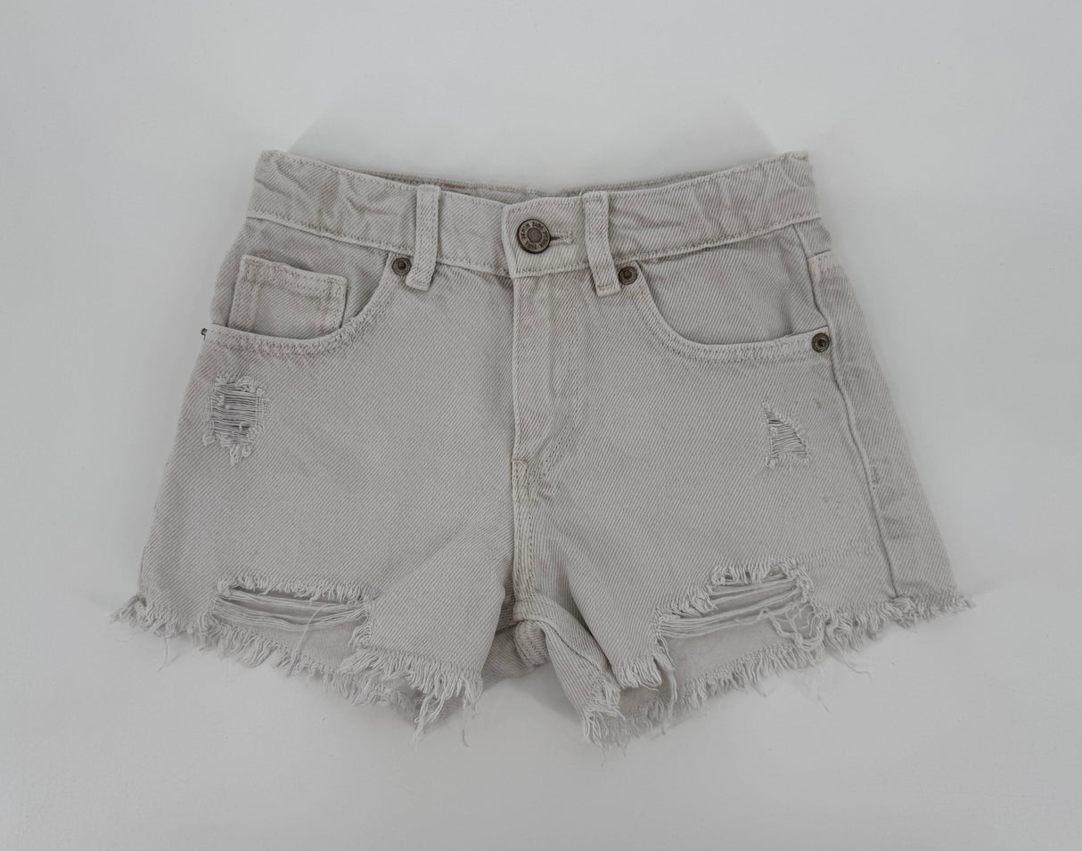 Korte Broek Denim Wit met Scheuren Maat 116
