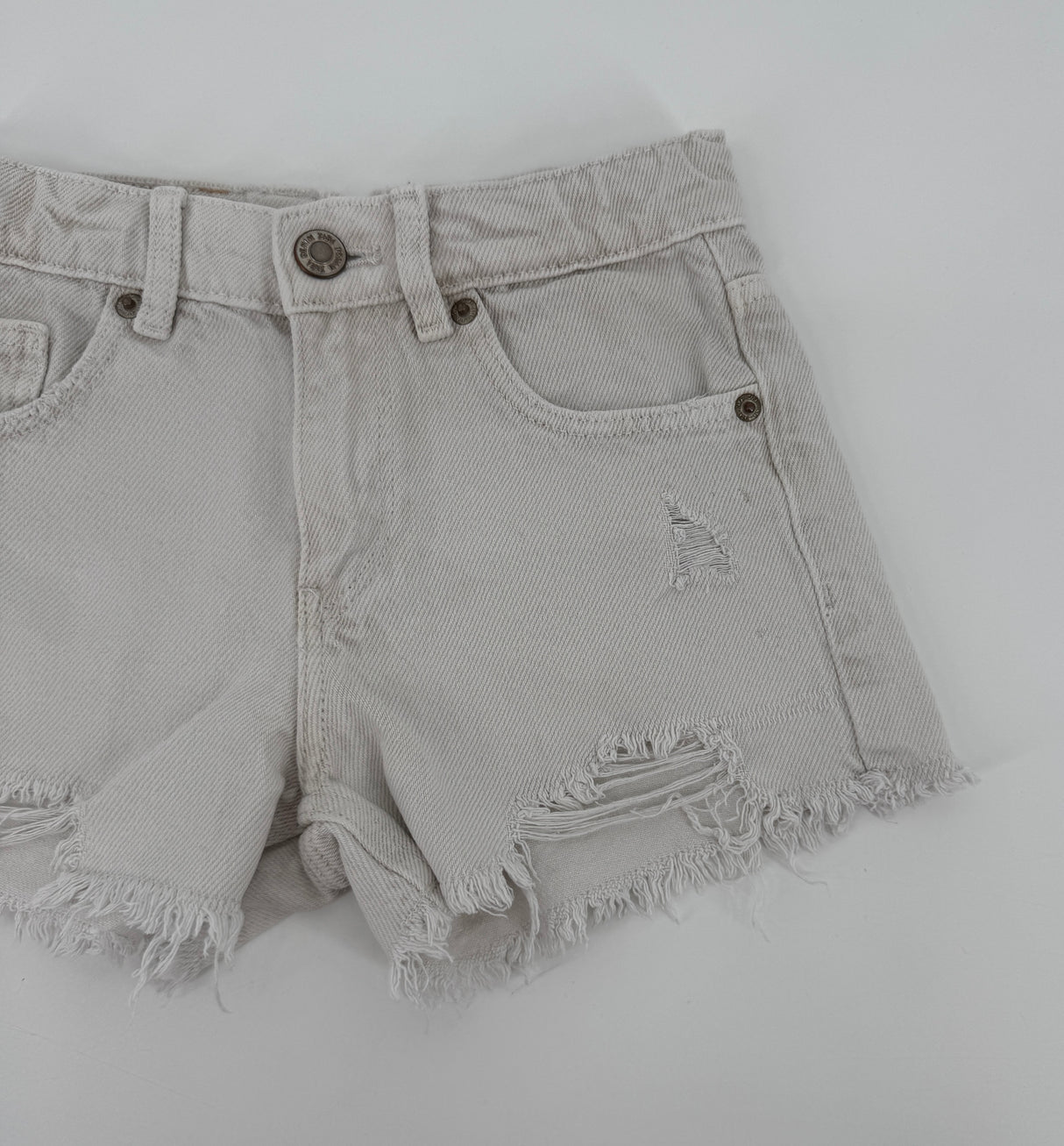 Korte Broek Denim Wit met Scheuren Maat 116