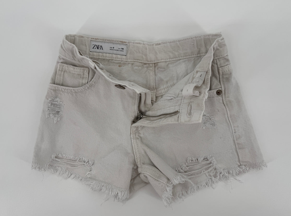 Korte Broek Denim Wit met Scheuren Maat 116