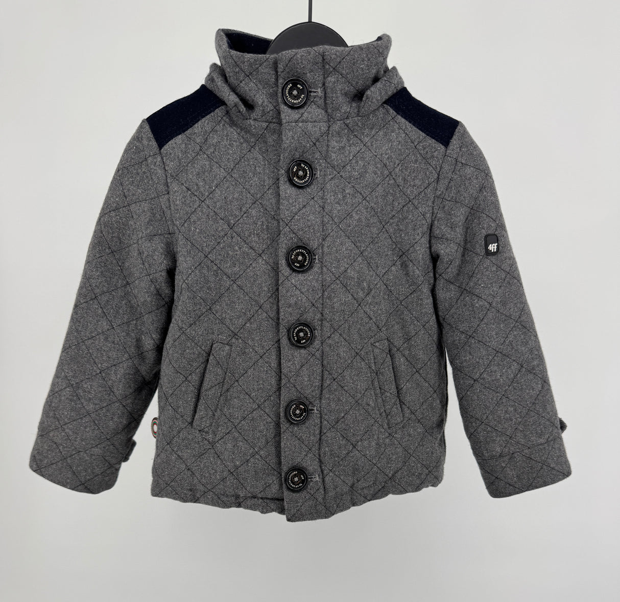 Winterjas Grijs Wol Patchwork Maat 98 / 104