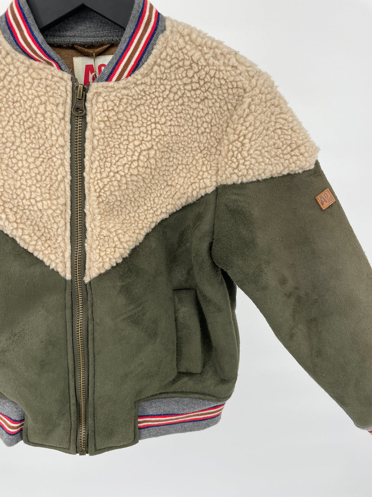 Jas Bomber Groen Beige Teddy