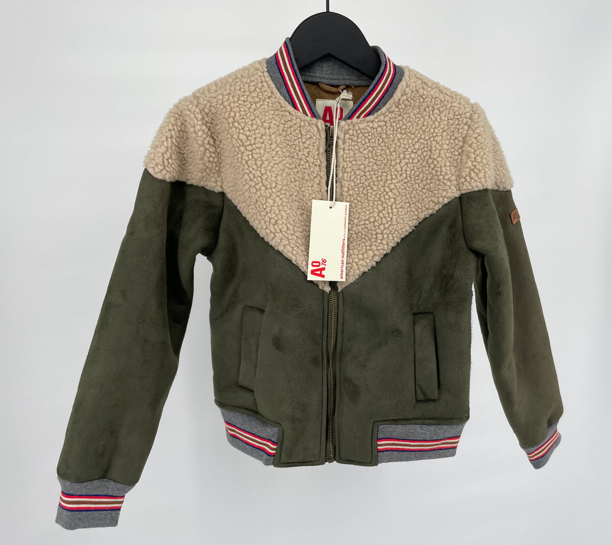 Jas Bomber Groen Beige Teddy