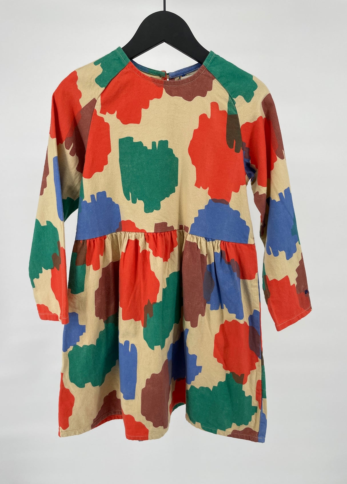 Jurk Lange Mouwen Beige Multi Color 'Spots' Maat 116 / 122