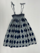 Jurk Donkerblauw Mouwloos Ruiten Maat 92 / 98
