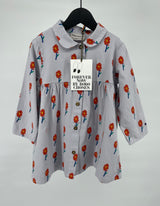 Jurk Grijs Lange Mouw Bloemetjes Print Maat 92 / 98